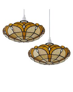 Set of 2 Bridgeton - Tiffany Uplighter Easy Fit Pendant Shades