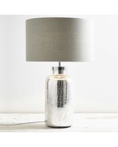 Mercury Glass Bottle Base Table Lamp with Grey Linen Shade