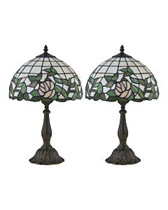 Set of 2 Trent - Tiffany Floral 47cm Table Lamps