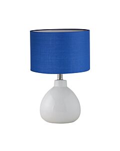 Tuscan - White Ceramic Lamp with Navy Blue Shade