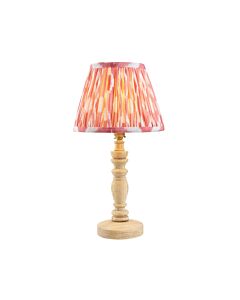 Endon Lighting - Bibury & Ikat 20cm - 114284 - Ash Wood Aged Brass Pink Table Lamp With Shade