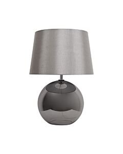 Ball - Smoked Glass Table Lamp with Grey Fabric Shade