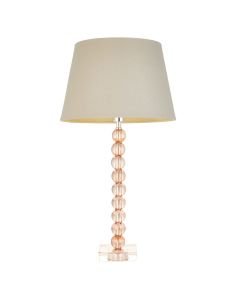 Endon Lighting - Adelie - 100359 - Blush Crystal Glass Nickel Grey Table Lamp With Shade