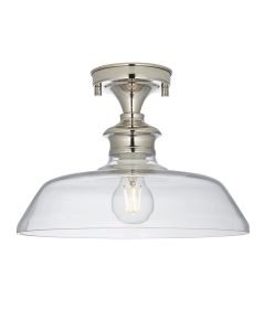Endon Lighting - Barford - 96182 - Nickel Clear Glass Flush Ceiling Light