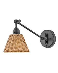 Hinkley Lighting - Arti - HK-ARTI-1W-BK-NR - Black Natural Rattan Reading Wall Light