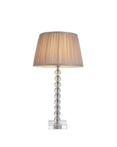 Endon Lighting - Adelie - 98353 - Nickel Clear Crystal Glass Dusky Pink Table Lamp With Shade