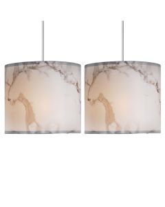 Set of 2 White Marble Print Ceiling Light Shades