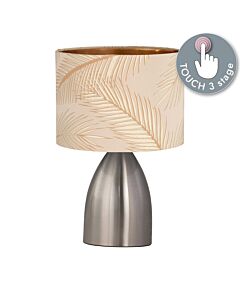 Valentina - Brushed Chrome Touch Lamp with Champagne Embossed Shade