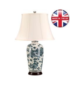 Elstead Lighting - Blue Traditional - BLUE-TRAD-WP-TL - Blue And White Wood Cream Ceramic Table Lamp With Shade