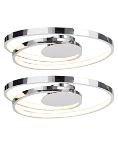 Set of 2 Polished Chrome LED Swirl Flush Fittings