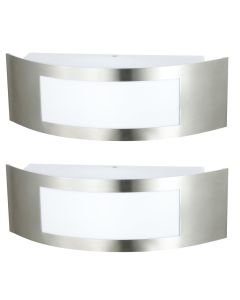 Set of 2 Camden - Stainless Steel Curved Outdoor Wall Lights
