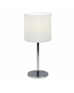 Chrome Stick Table Lamp with White Micropleat Shade