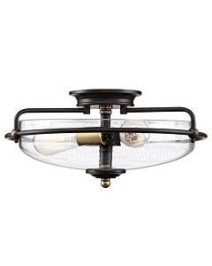Quoizel Lighting - Griffin - QZ-GRIFFIN-F-C-PNAB - Palladian Bronze Clear Seeded Glass 3 Light Flush Ceiling Light