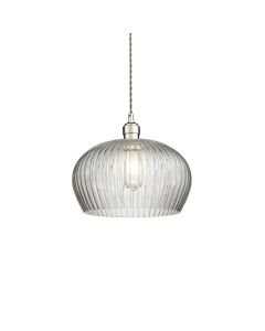 Moore - Nickel Clear Ribbed Glass 31cm Dia Ceiling Pendant Light