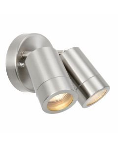 Saxby Lighting - Palin - 75449 - Stainless Steel Clear Glass 2 Light IP44 Outdoor Wall Spotlight
