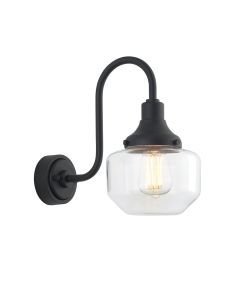 Eastleigh - Black Clear Glass IP44 Outdoor Wall Light