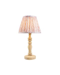 Endon Lighting - Bibury & Leaf 20cm - 114287 - Ash Wood Aged Brass Peach Table Lamp With Shade