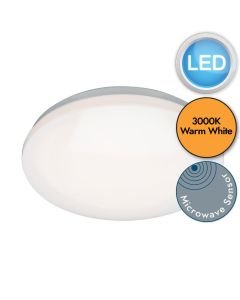 Saxby Lighting - Broco - 78586 - LED White Frosted IP44 Microwave Bathroom Ceiling Flush Light