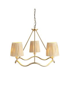 Endon Lighting - Wriggle - 114213 - Aged Brass Natural Raffia 3 Light Ceiling Pendant Light