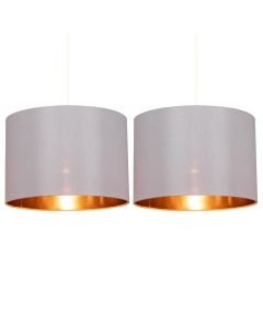 Pair of Grey 30cm Light Shades with Copper Inner