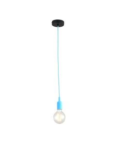 Flex - Blue Silicone Ceiling Pendant Light with Black Ceiling Rose