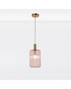 Blush Pink and Gold Fluted Glass Design Pendant Fitting