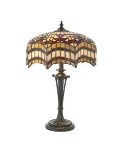 Interiors 1900 - Vesta - 64376 - Dark Bronze Tiffany Glass 2 Light Table Lamp