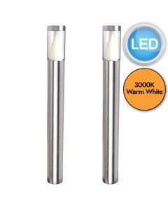 Set of 2 Virgo - LED Stainless Steel Clear IP44 Outdoor Post Lights