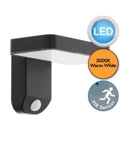 Eglo Lighting - Pastion - 98191 - LED Black Solar Outdoor Sensor Wall Light