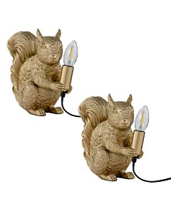 Set of 2 Squirrel - Gold Squirrel Table Lamps