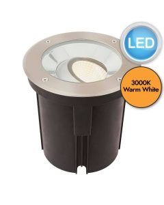 Saxby Lighting - Hoxton - 94059 - LED Stainless Steel Clear Glass IP67 16.5w 3000k 185mm Dia Outdoor Ground Light