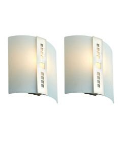 Set of 2 Barton - Frosted Glass Wall Washer Lights