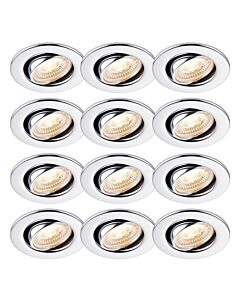 Set of 12 Chrome Fire Rated 6W LED 3000K Tilt Recessed Downlights