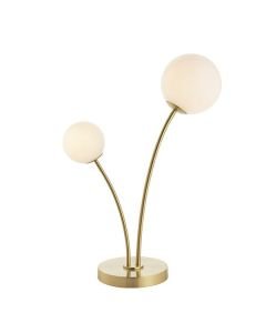 Endon Lighting - Bloom - 92218 - Satin Brass Opal Glass 2 Light Table Lamp