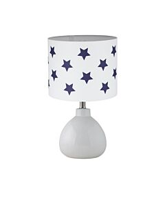 Tuscan - White Ceramic Lamp with White & Blue Stars Shade