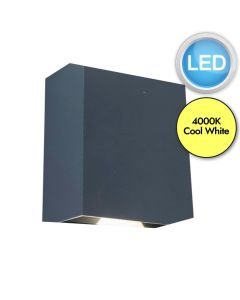 Lutec - Gemini Beams - 5104005118 - LED Dark Grey Clear Glass 2 Light IP54 Outdoor Wall Washer Light