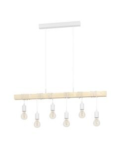 Eglo Lighting - Townshend - 33165 - White Wood 6 Light Bar Ceiling Pendant Light