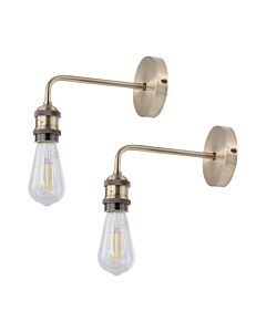 Set of 2 Isaac - Antique Brass Wall Lamps