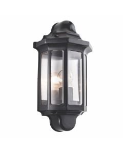 Saxby Lighting - Traditional - 1818s - Black Clear IP44 Outdoor Half Lantern Wall Light