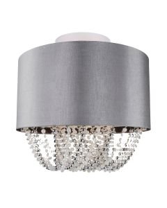 Large 40cm Grey Fabric Ceiling Flush With Beaded Diffuser