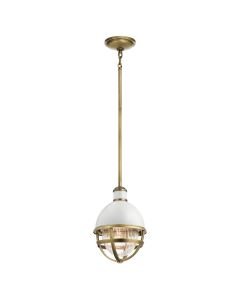 Quintiesse - Tollis - QN-TOLLIS-MP-NBR - Natural Brass White Clear Ribbed Glass Ceiling Pendant Light