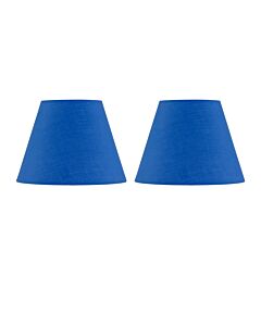 Set of 2 Royal Blue Cotton 20cm Diameter Tapered Fabric Lamp Shades
