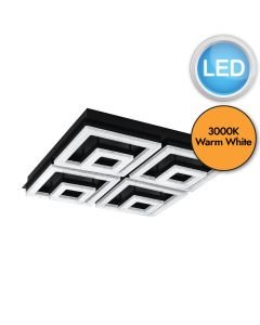 Eglo Lighting - Fradelo 1 - 99328 - LED Black Clear Glass Flush Ceiling Light