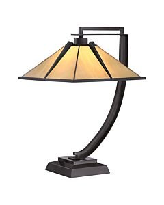Quoizel Lighting - Pomeroy - QZ-POMEROY-TL - Western Bronze Tiffany Art Glass Table Lamp With Shade