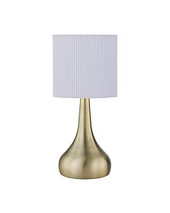 Romana - Antique Brass Touch Operated Table Lamp with White Pleated Shade