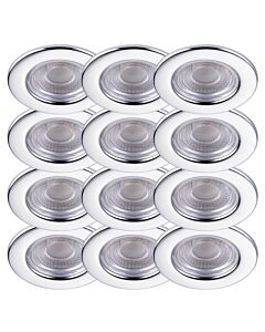 Set of 12 Polished Chrome Fire Rated 6W LED 4000K Recessed Downlights
