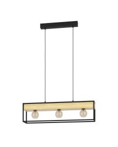 Eglo Lighting - Libertad 1 - 900349 - Black Wood 3 Light Bar Ceiling Pendant Light