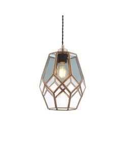 Endon Lighting - Ripley - 73296 - Antique Solid Brass Clear Smoked Glass Easy Fit Pendant Shade