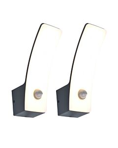 Set of 2 Kilo - LED Dark Grey Opal IP44 Sensor Outdoor Wall Washer Lights