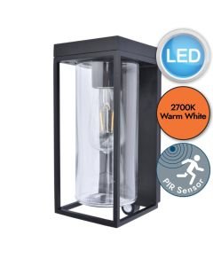 Lutec - Flair - 6988804012 - LED Black Clear Glass IP44 Solar Outdoor Sensor Wall Light